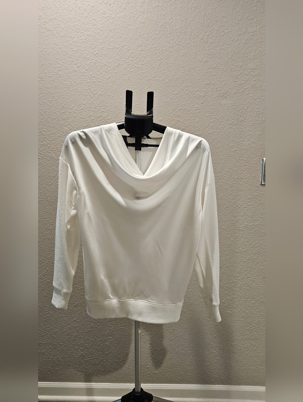 NWT White House Black Market IVORY Draped Cowl-Neck Sweater XS